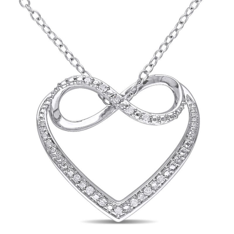 0.06 CT. T.W. Diamond Infinity Heart Pendant in Sterling Silver|Peoples Jewellers