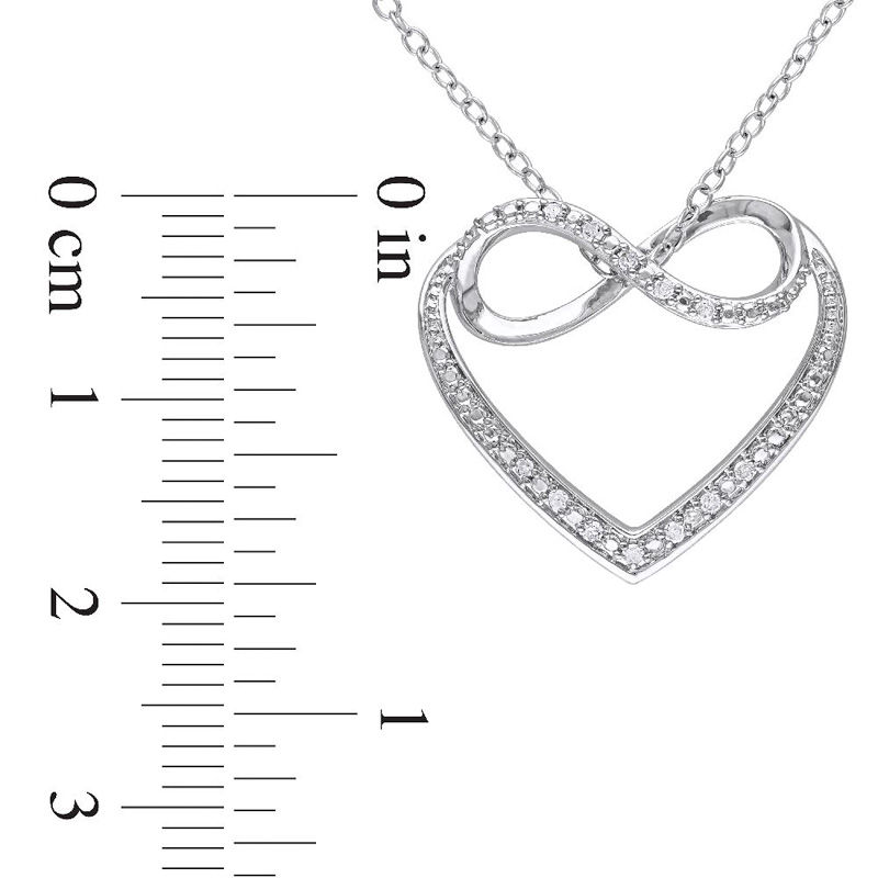 Main Image 3 of 0.06 CT. T.W. Diamond Infinity Heart Pendant in Sterling Silver