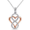 Diamond Accent Infinity Heart Pendant in Sterling Silver with Rose Rhodium