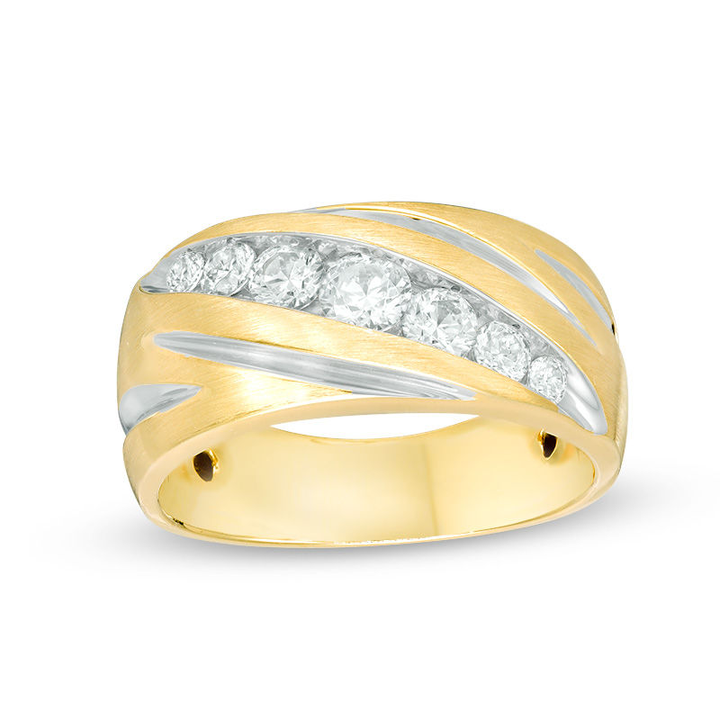 Men's 1.00 CT. T.W. Diamond Seven Stone Slant Ring in 10K Gold|Peoples Jewellers