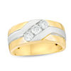 Thumbnail Image 0 of Men's 0.75 CT. T.W. Diamond Three Stone Slant Ring in 10K Two-Tone Gold