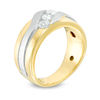 Thumbnail Image 1 of Men's 0.75 CT. T.W. Diamond Three Stone Slant Ring in 10K Two-Tone Gold