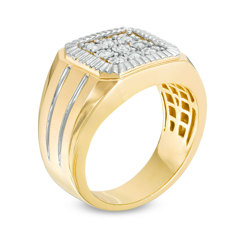 Main Image 2 of Men's 0.20 CT. T.W. Diamond Square Composite Ring in 10K Gold