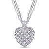 Thumbnail Image 1 of 0.98 CT. T.W. Diamond Three Strand Heart Pendant in Sterling Silver - 17"