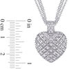 0.98 CT. T.W. Diamond Three Strand Heart Pendant in Sterling Silver - 17"
