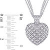 Thumbnail Image 2 of 0.98 CT. T.W. Diamond Three Strand Heart Pendant in Sterling Silver - 17"