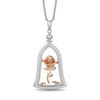 Thumbnail Image 0 of Enchanted Disney Belle 0.18 CT. T.W. Diamond Rose in Dome Pendant in Sterling Silver and 10K Rose Gold - 19"