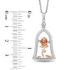 Thumbnail Image 2 of Enchanted Disney Belle 0.18 CT. T.W. Diamond Rose in Dome Pendant in Sterling Silver and 10K Rose Gold - 19"