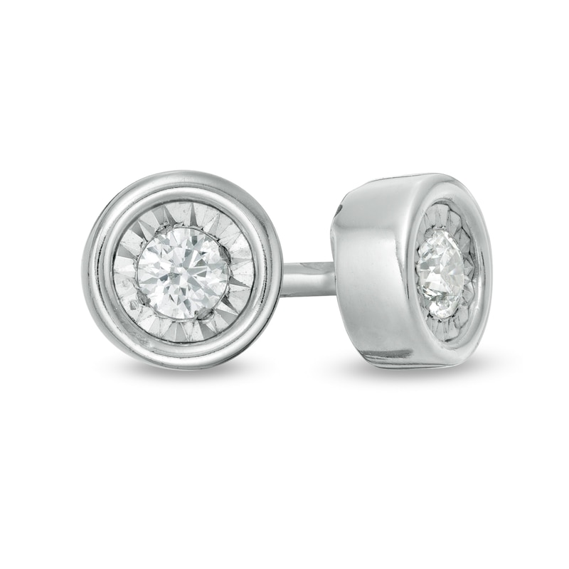 Main Image 1 of 0.10 CT. T.W. Diamond Solitaire Stud Earrings in 10K White Gold