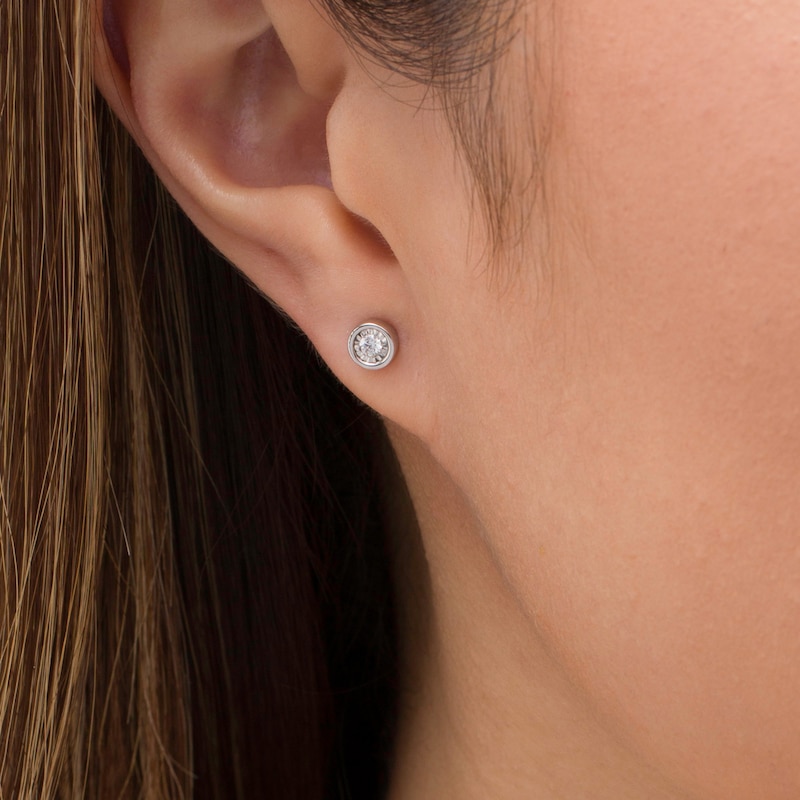 Main Image 2 of 0.10 CT. T.W. Diamond Solitaire Stud Earrings in 10K White Gold