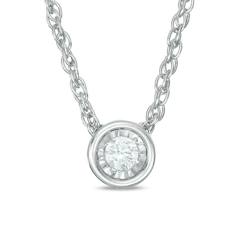 0.10 CT. Diamond Solitaire Pendant in 10K White Gold