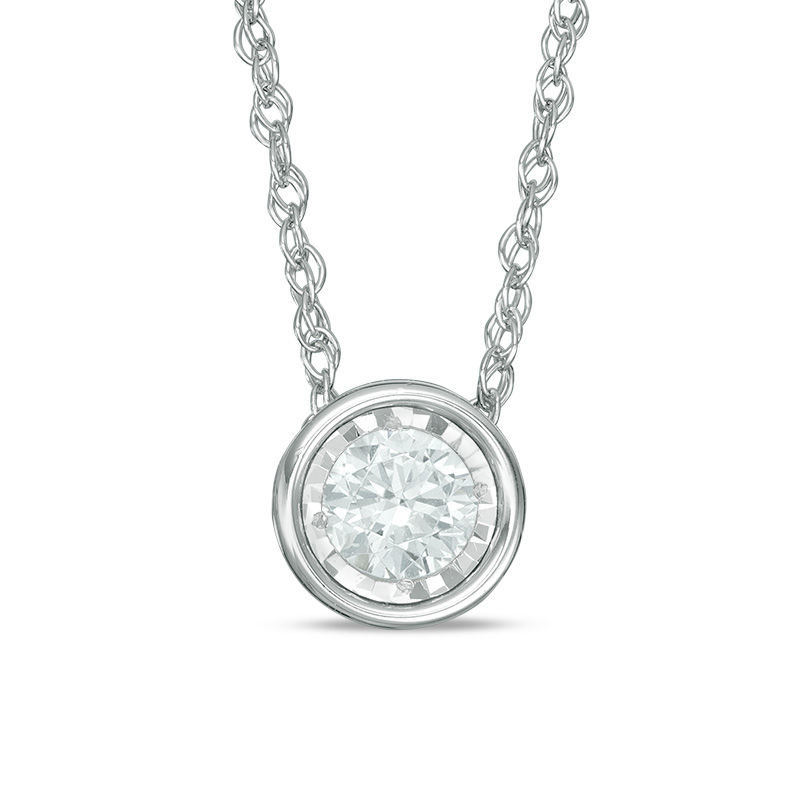 Main Image 1 of 0.30 CT. Diamond Solitaire Pendant in 10K White Gold