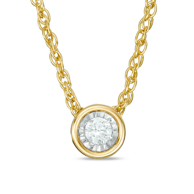 Main Image 1 of 0.10 CT. Diamond Solitaire Pendant in 10K Gold