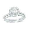 Thumbnail Image 1 of 1.00 CT. T.W. Certified Canadian Diamond Cushion Frame Bridal Set in Platinum (H/VS2)