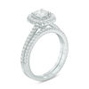 Thumbnail Image 1 of 1.00 CT. T.W. Certified Canadian Diamond Cushion Frame Bridal Set in Platinum (H/VS2)