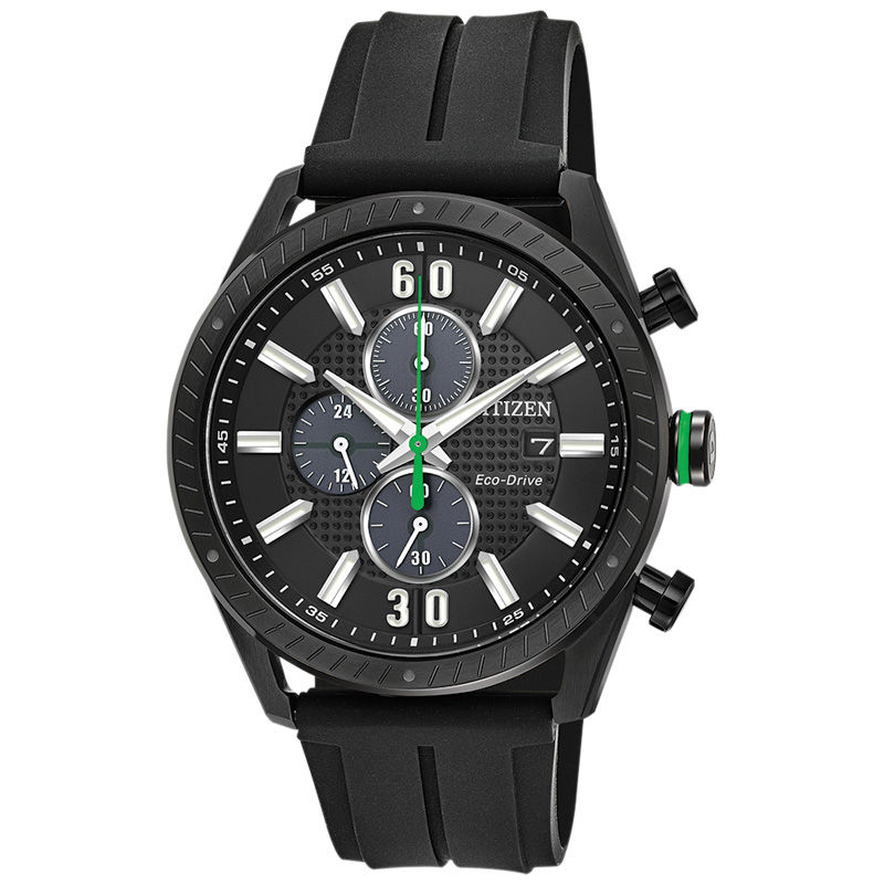 Men's Drive from Citizen Eco-Drive® Black IP Chronograph Strap Watch (Model: CA0665-00E)
