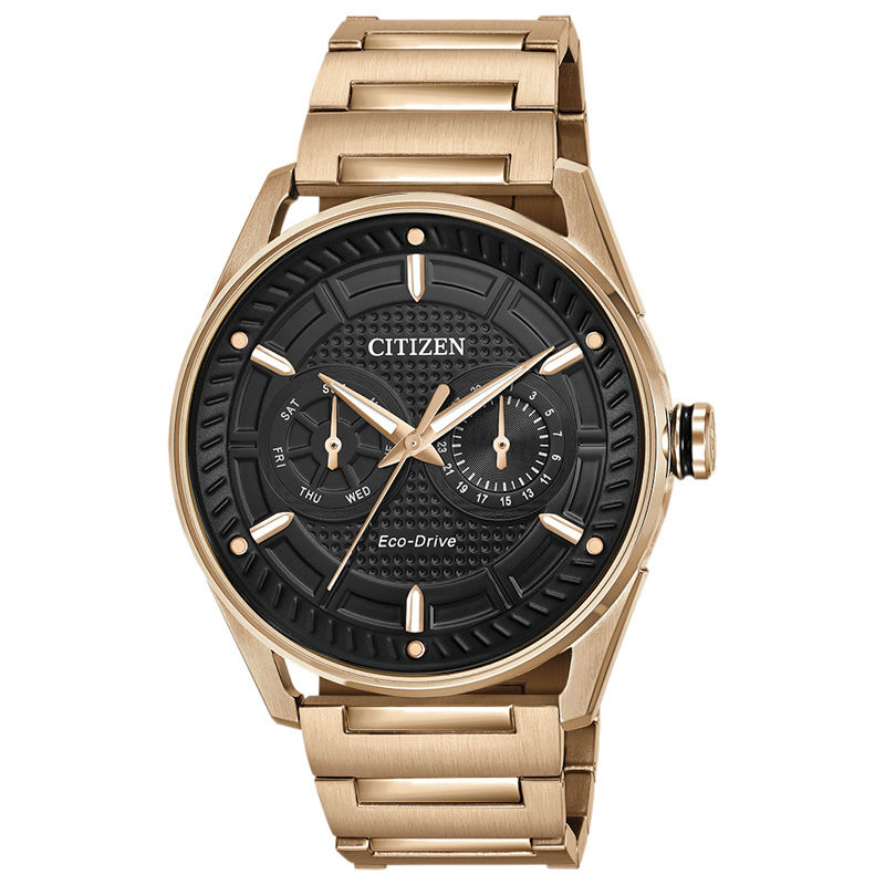 Men's Drive from Citizen Eco-Drive® Rose-Tone Watch with Black Dial (Model: BU4023-54E)
