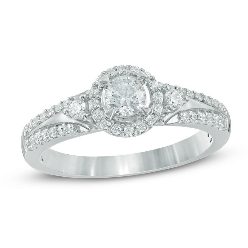 0.50 CT. T.W. Diamond Frame and Edge Engagement Ring in 10K White Gold