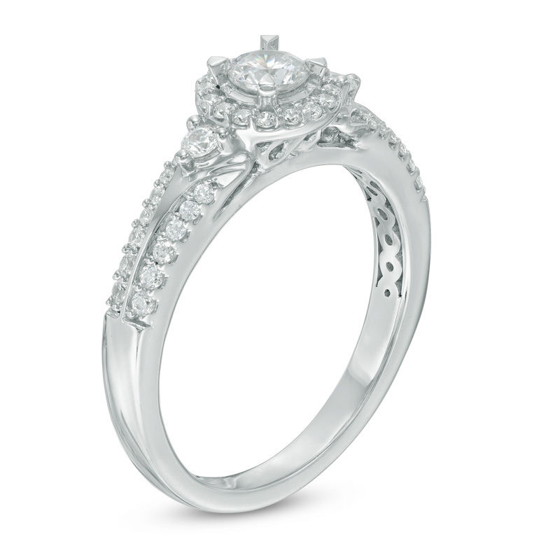 Main Image 2 of 0.50 CT. T.W. Diamond Frame and Edge Engagement Ring in 10K White Gold