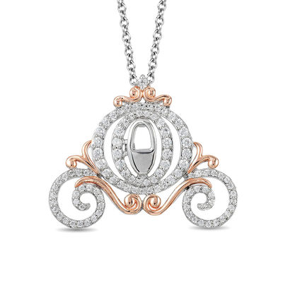 Enchanted Disney Cinderella 0.45 CT. T.W. Diamond Carriage Pendant in 10K Two-Tone Gold - 19"