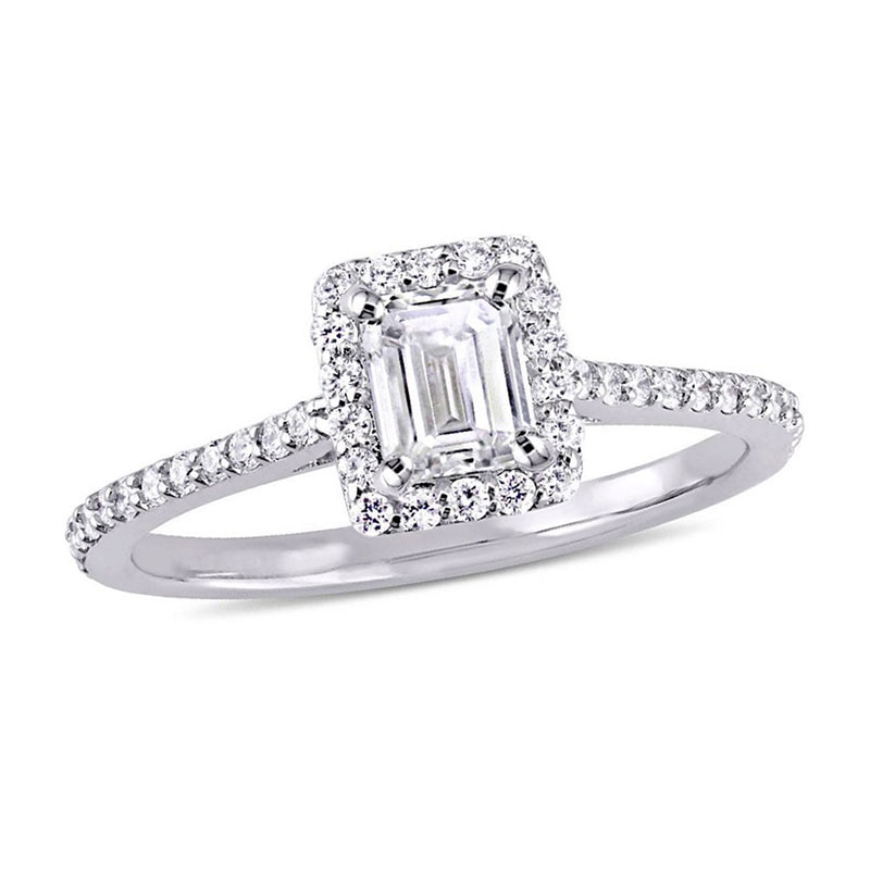 Main Image 1 of Julianna B™ 0.75 CT. T.W. Emerald-Cut Diamond Frame Engagement Ring in 14K White Gold