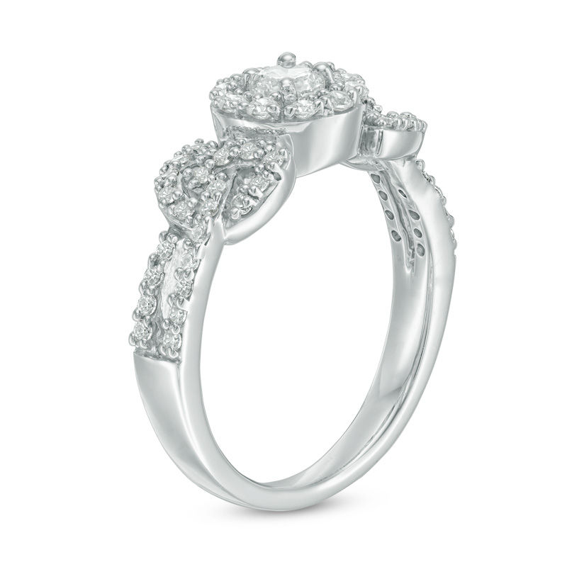 Main Image 2 of 0.70 CT. T.W. Diamond Frame Celtic Knots Engagement Ring in 10K White Gold