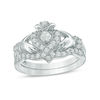 Thumbnail Image 1 of 0.45 CT. T.W. Diamond Claddagh Bridal Set in 10K White Gold