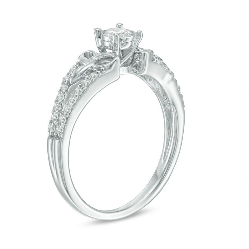 0.30 CT. T.W. Diamond Celtic Knots Split Shank Engagement Ring in 10K White Gold