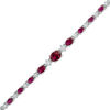 Thumbnail Image 1 of Oval Lab-Created Ruby and White Sapphire Alternating Bracelet in Sterling Silver - 7.25"