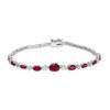 Thumbnail Image 2 of Oval Lab-Created Ruby and White Sapphire Alternating Bracelet in Sterling Silver - 7.25"