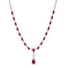 Oval Lab-Created Ruby and White Sapphire Alternating Drop Necklace in Sterling Silver - 17"