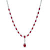 Thumbnail Image 0 of Oval Lab-Created Ruby and White Sapphire Alternating Drop Necklace in Sterling Silver - 17"