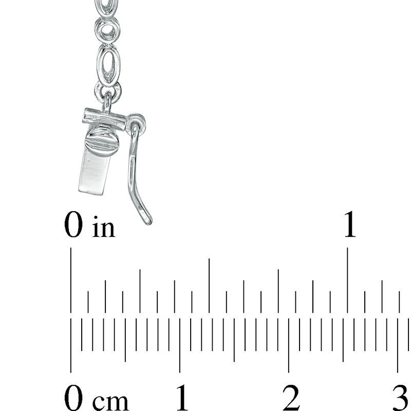 Main Image 2 of Oval Lab-Created Ruby and White Sapphire Alternating Drop Necklace in Sterling Silver - 17"