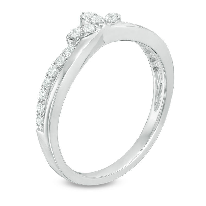 0.20 CT. T.W. Diamond Leaf Anniversary Band in 14K White Gold