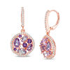 Thumbnail Image 1 of Rose de France, Purple Amethyst and Lab-Created White Sapphire Drop Earrings in Sterling Silver with 18K Rose Gold Plate