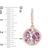 Thumbnail Image 1 of Rose de France, Purple Amethyst and Lab-Created White Sapphire Drop Earrings in Sterling Silver with 18K Rose Gold Plate
