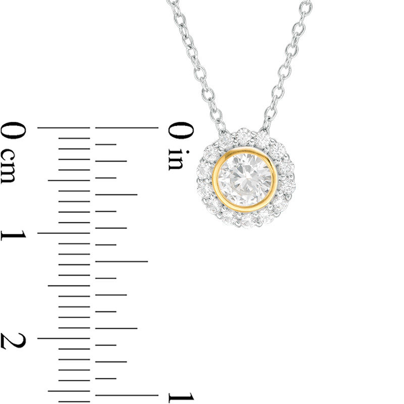 Lab-Created White Sapphire Flower Frame Pendant and Stud Earrings Set in Sterling Silver with 18K Gold Plate