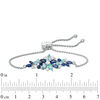 Thumbnail Image 1 of Blue Topaz, Lab-Created Blue Opal, Blue and White Sapphire Floral Bolo Bracelet in Sterling Silver - 9.0"