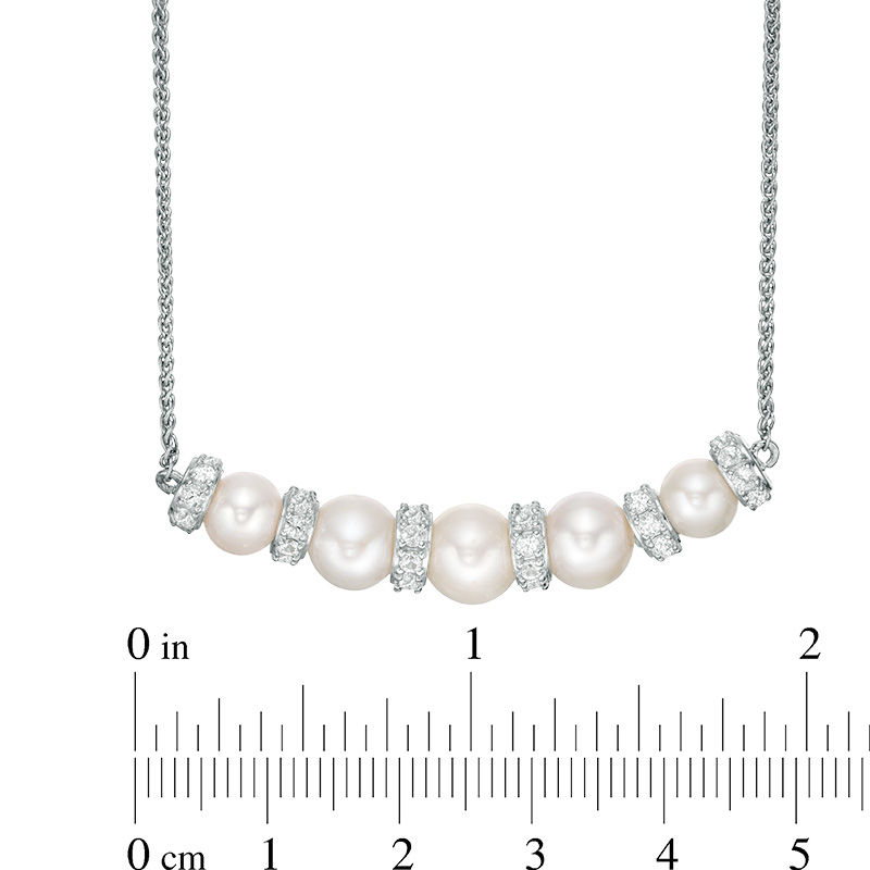 Peoples Jewellers 6.0 8.0mm Cultured Freshwater Pearl and Lab