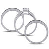 6.5mm Lab-Created White Sapphire and CT. T.W. Black Diamond Three Piece Bridal Set in Sterling Silver