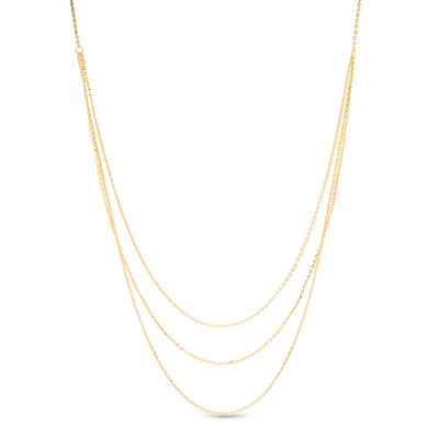 Triple Strand Necklace in 14K Gold