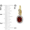 Thumbnail Image 2 of Oval Garnet, White Topaz and Diamond Accent Frame Drop Earrings in 14K Gold