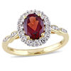 Thumbnail Image 1 of Oval Garnet, White Topaz and Diamond Accent Frame Ring in 14K Gold