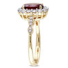 Thumbnail Image 2 of Oval Garnet, White Topaz and Diamond Accent Frame Ring in 14K Gold