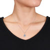 Thumbnail Image 2 of Oval Aquamarine, White Topaz and Diamond Accent Frame Pendant in 14K White Gold – 17"