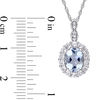 Thumbnail Image 3 of Oval Aquamarine, White Topaz and Diamond Accent Frame Pendant in 14K White Gold – 17"
