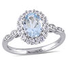 Thumbnail Image 0 of Oval Aquamarine, White Topaz and Diamond Accent Frame Ring in 14K White Gold