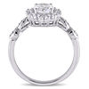 Oval White Topaz and Diamond Accent Frame Ring in 14K White Gold