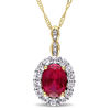 Thumbnail Image 0 of Oval Lab-Created Ruby, White Topaz and Diamond Accent Frame Pendant in 14K Gold – 17"