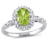 Thumbnail Image 0 of Oval Peridot, White Topaz and Diamond Accent Frame Ring in 14K White Gold